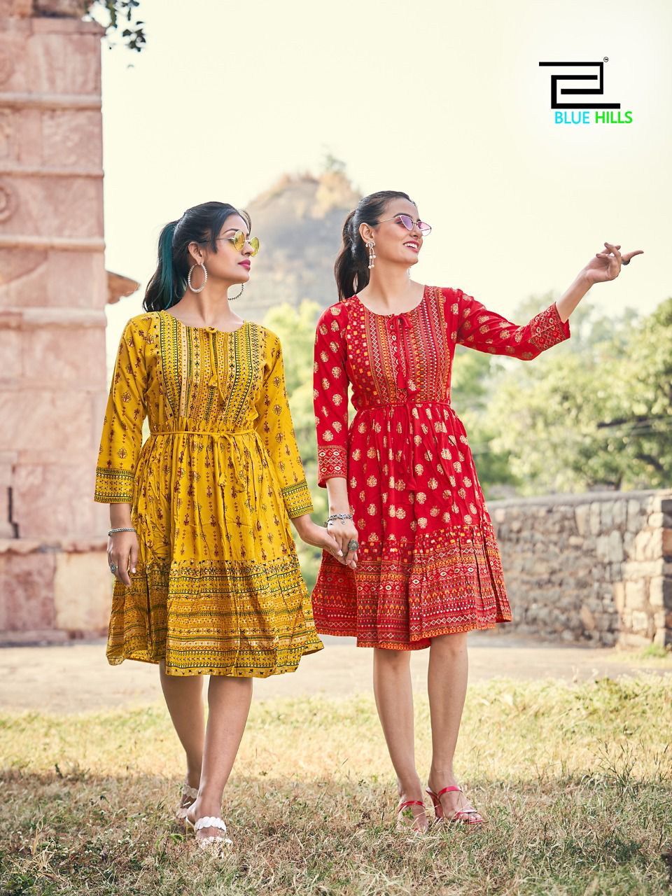 Blue Hills Show off 3 Fancy Printed Tunic Style Wholesale Designer Kurtis